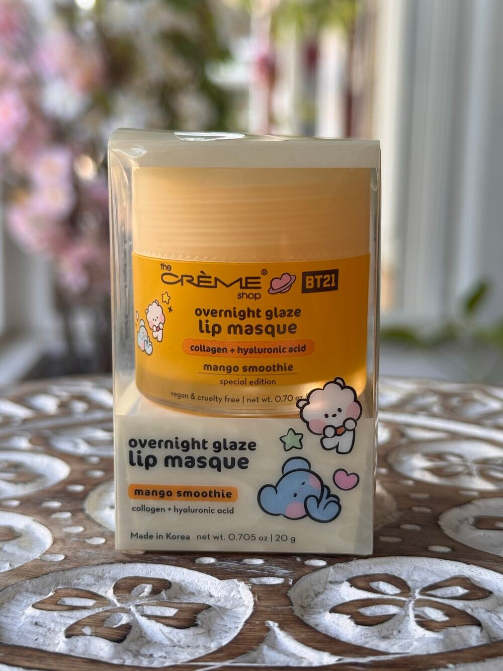 The Crème Shop x BT21 Overnight Glaze Lip Masque Mango Smoothie 20g